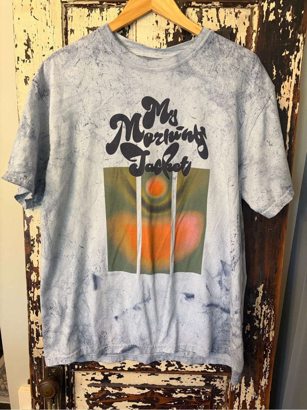 My Morning Jacket Tie-Dye Tee with Abstract Heart Print. XL. Unisex.